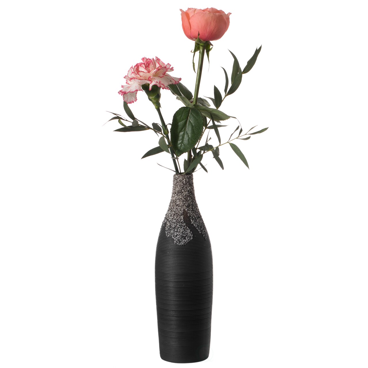 Modern Decorative Ceramic Table Vase Ripped Design Bottle Shape Flower Holder